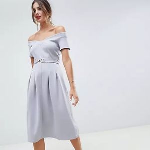 Asos Gray Off-the-shoulder Dress Sz 2